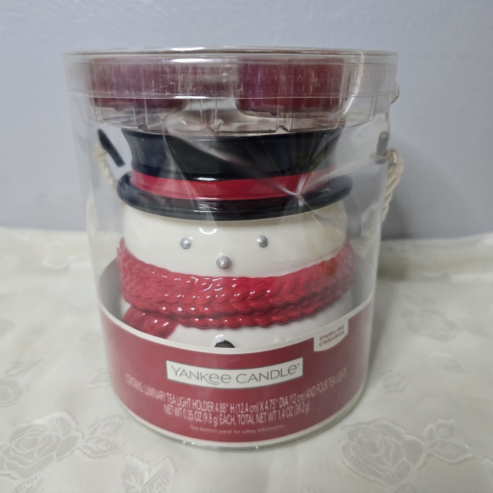 Yankee Candle Snowman Luminary Tealight Holder Sparkling Cinnamon NIOB